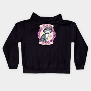 Cute Kitty Cat on Purplish Wreath Cats are Amazing Kids Hoodie